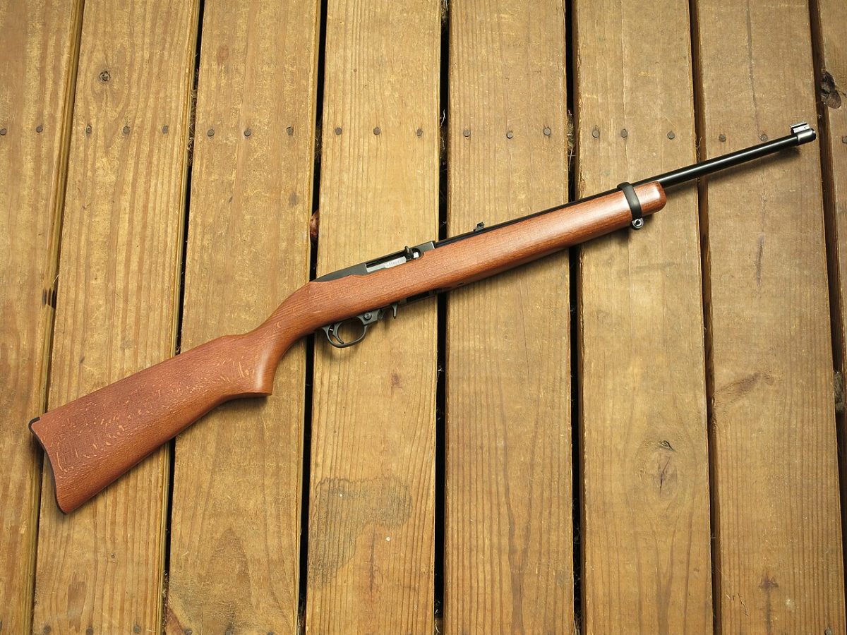 Ruger 10/22 Carbine .22 LR, classic hardwood stock photo 2
